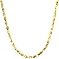 Amazon.com: Kooljewelry 10k Yellow Gold Rope Chain Necklace (1.5